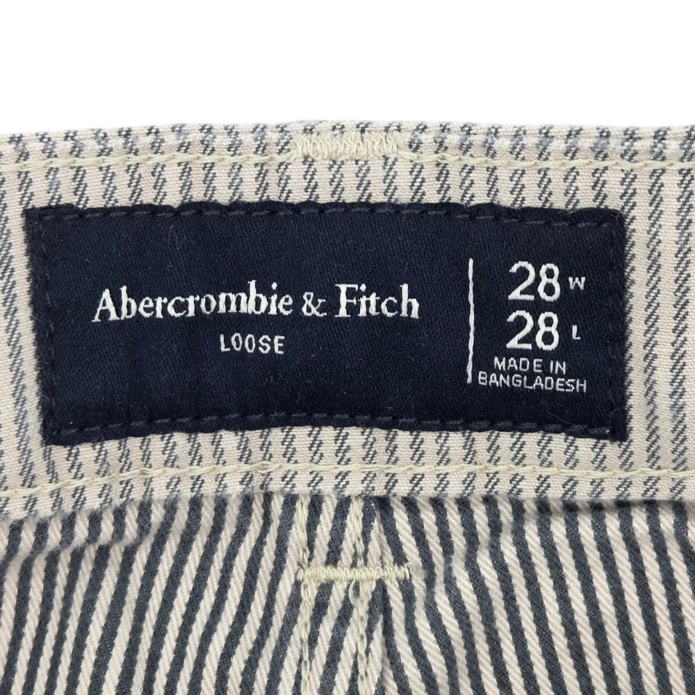 Abercrombie & Fitch Carpenter Pants Mens 28x28 Gray Hickory Stripe Loose Fit‎